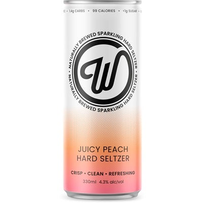 W Juicy Peach Seltzer 330mL