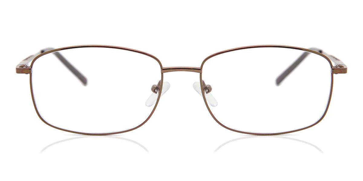 Square Full Rim Metal Men's Glasses Online Brown Size 55 - Lenses Included - Private Health Rebate - Blue Light Block - SmartBuy Collection