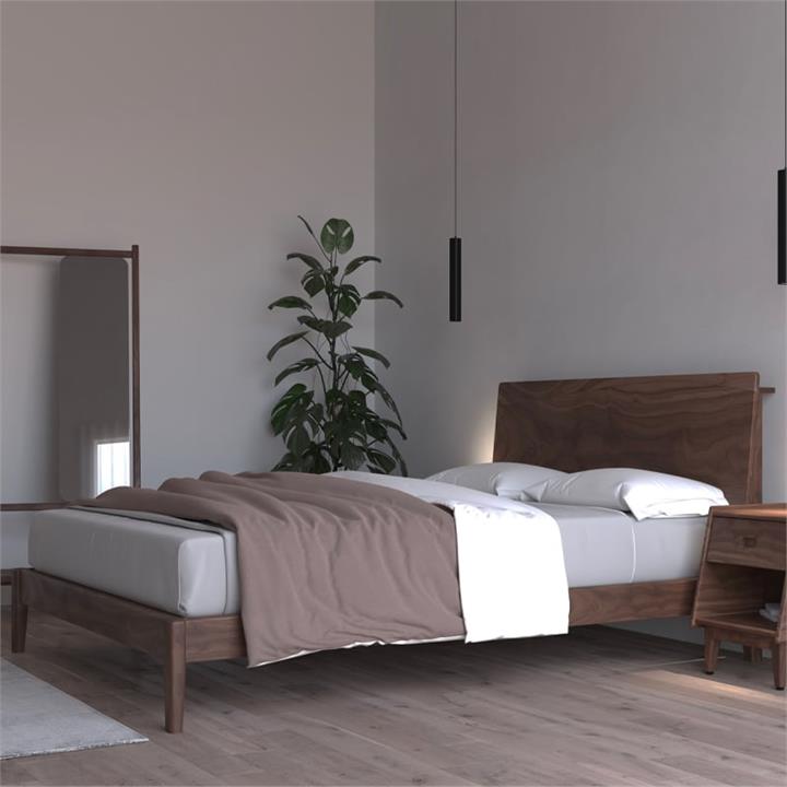 Ecosa Solid Timber Bed Base - Single Wooden Bed Base - Walnut Colour