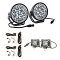 Adventure Kings Domin8r Xtreme 7” LED Driving Lights (Pair) +2 x Plug N Play Smart Wiring Harness Kit + 4" LED Light Bar