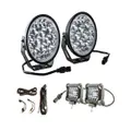 Adventure Kings Domin8r Xtreme 7” LED Driving Lights (Pair) + Plug N Play Smart Wiring Harness Kit + 4" LED Light Bar