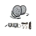 Kings Domin8r Xtreme 9” LED Driving Lights (Pair) + Plug N Play Smart Wiring Harness Kit + 4" LED Light Bar