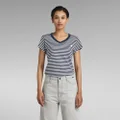 Eyben Stripe Slim V-Neck Top - Multi color - Women