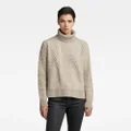 Knitted Turtleneck Sweater Structure Loose - Beige - Women
