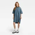 Denim Shirt Dress - Medium blue - Women