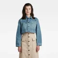 Cropped Denim Jacket - Medium blue - Women