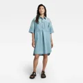 Premium Denim Shirt Dress - Light blue - Women