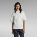 Mock Neck Loose T-Shirt - Grey - Women