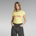 Slim Chest Print T-Shirt - Yellow - Women