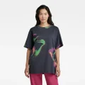 Printed Boxy U T-Shirt - Multi color - Women