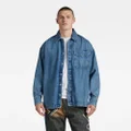 Unisex Boxy Fit Oversized Overshirt - Medium blue - Men