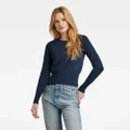 Moto Slim Knitted Sweater - Dark blue - Women