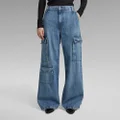 Mega Cargo Denim Jeans - Medium blue - Women