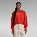 Vintage Cropped Logo Loose Sweater - Orange - Women