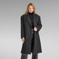 Premium Long Oversized Wool Coat - Grey - Women