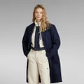 Premium Long Wool Coat - Dark blue - Women