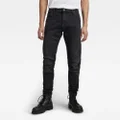 5620 3D Zip Knee Skinny Jeans - Black - Men