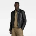 Biker Leather Jacket - Black - Men