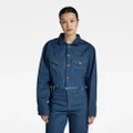 Relaxed Cropped Cutoff Jacket - Dark blue - Women