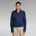 Chunky Skipper Knitted Sweater - Medium blue - Women