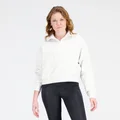New Balance Women's Tops Athletics Remastered French Terry 1/4 Zip Sea Salt Heather - Size L