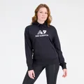 New Balance Women's Essentials Stacked Logo French Terry Hoodie Black - Size S