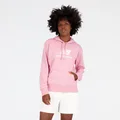 New Balance Women's Essentials Stacked Logo French Terry Hoodie Hazy Rose - Size 2XL