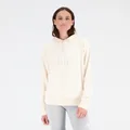 New Balance Women's Essentials Stacked Logo French Terry Hoodie Team Cream - Size L