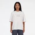 New Balance Women's Iconic Collegiate Jersey Oversized T-Shirt White - Size 2XL