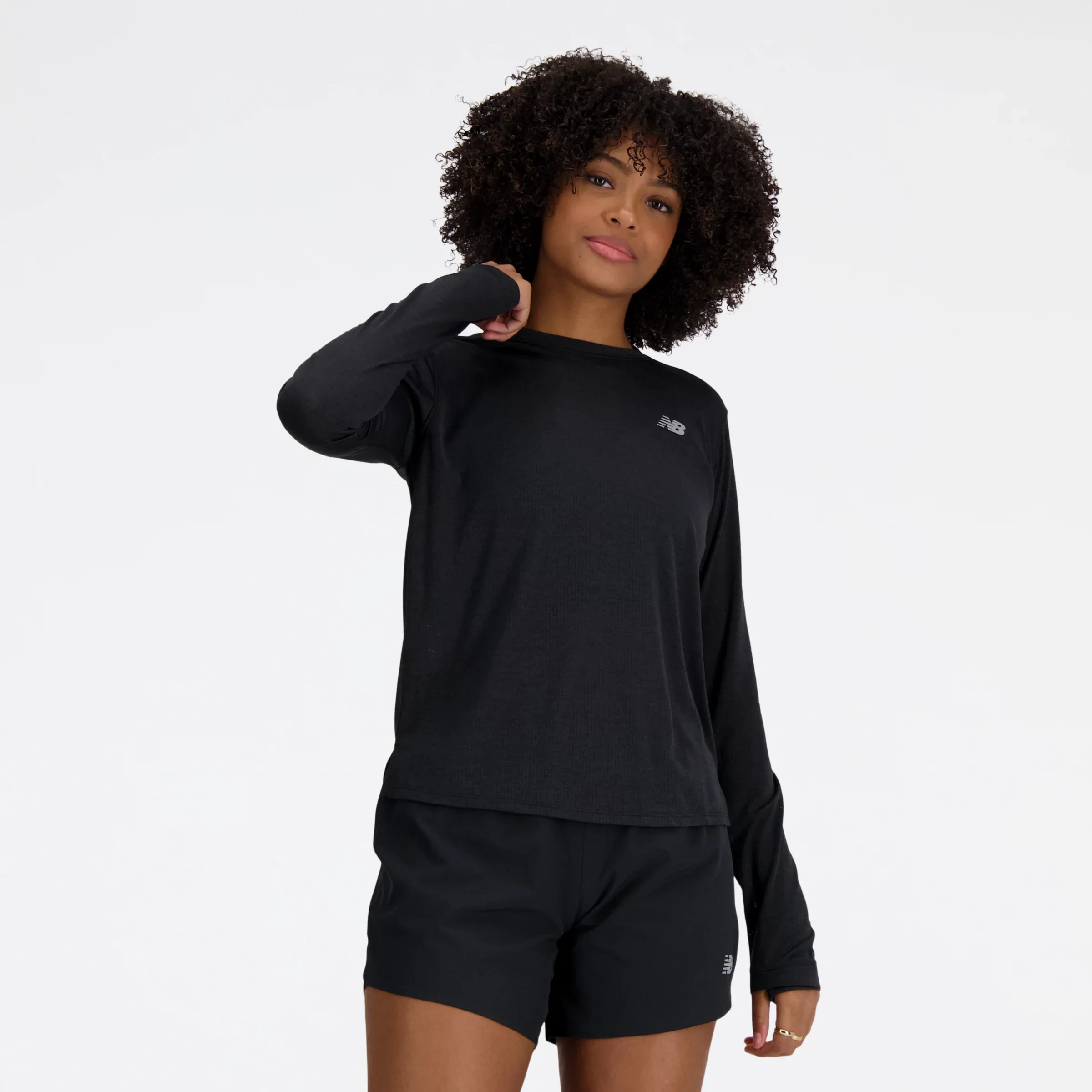 New Balance Women's RC Essential Long Sleeve Caviar Heather - Size L
