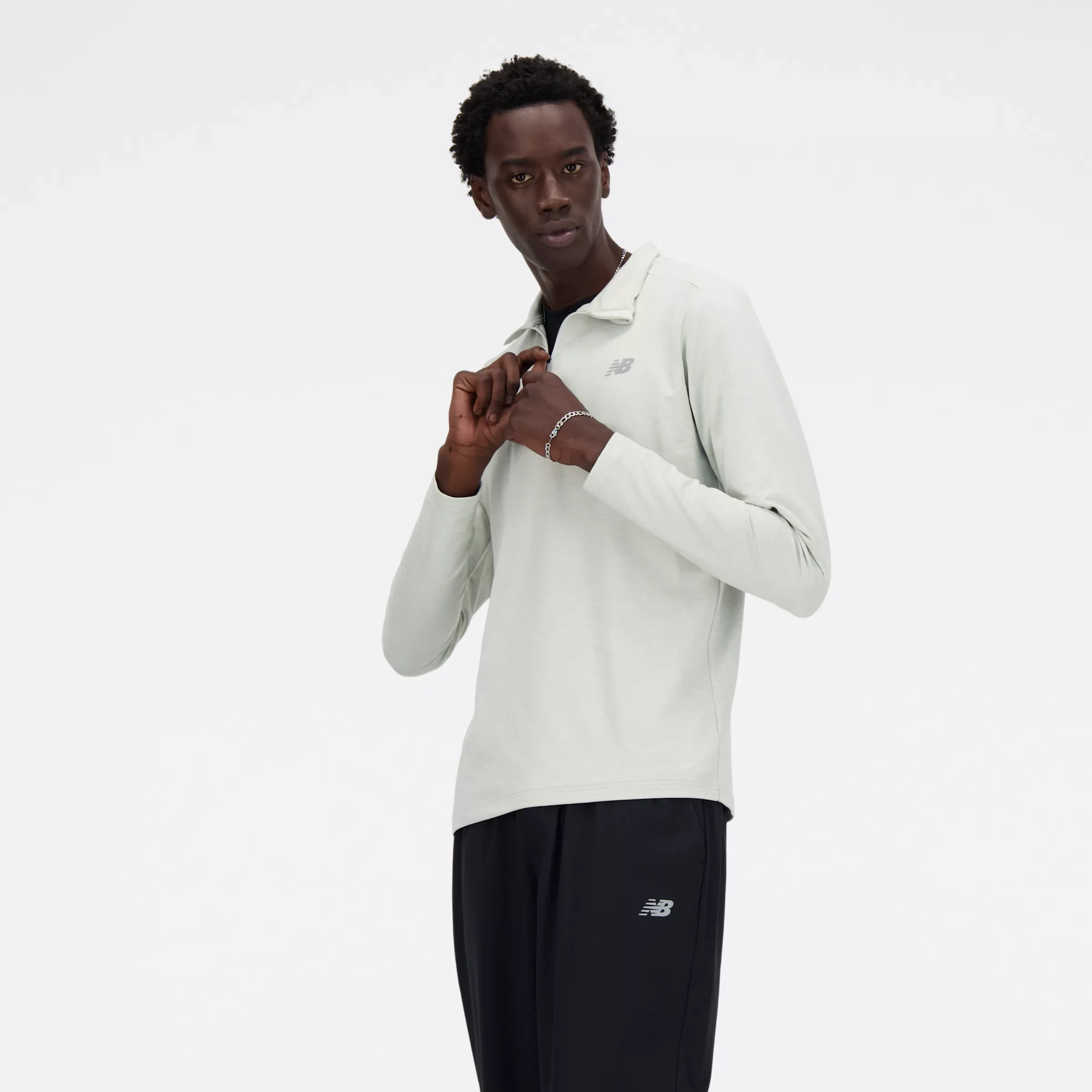 New Balance Men's Space Dye 1/4 Zip Athletic Grey/Slate Grey - Size XL