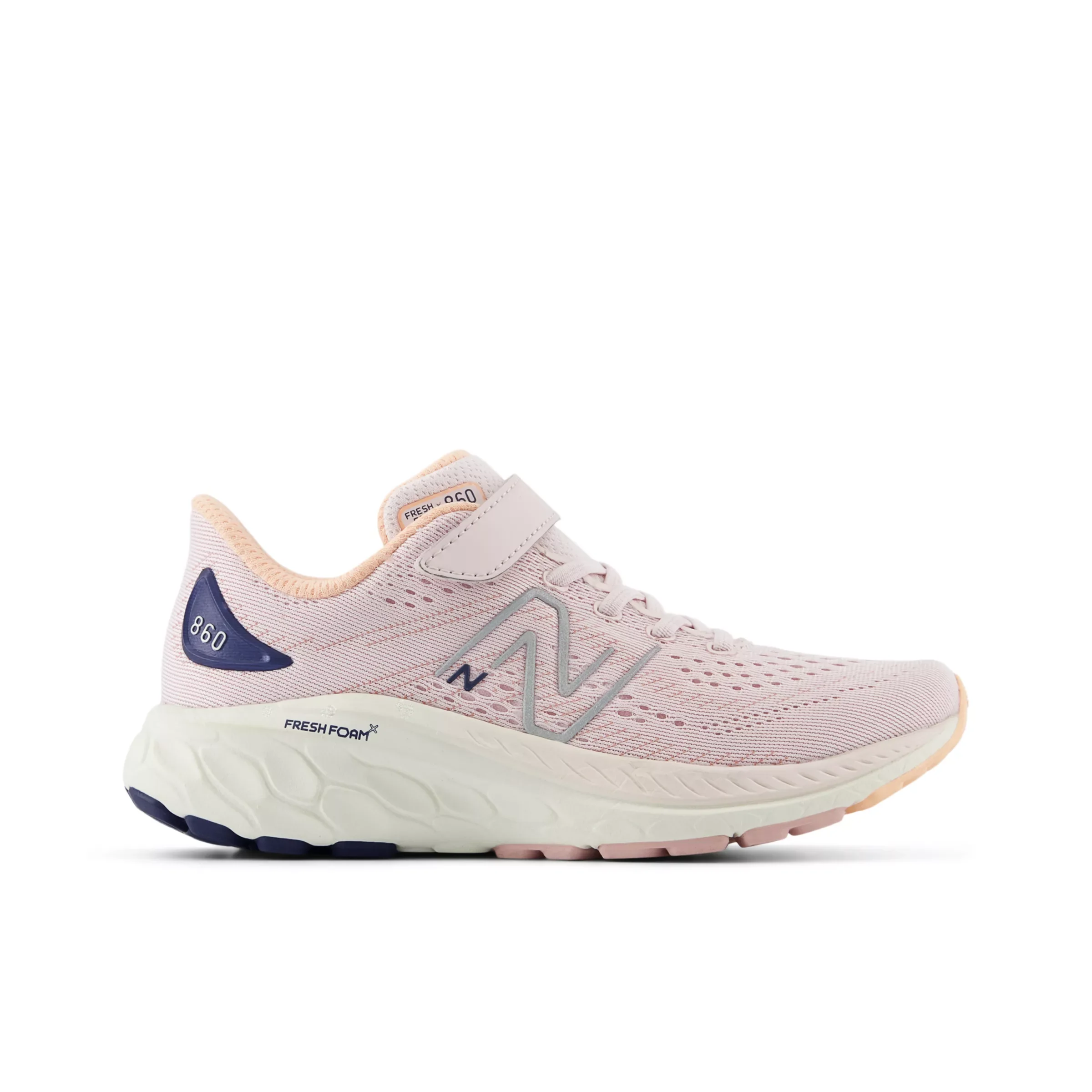 New Balance Kids' Fresh Foam X 860v13 Bungee Lace with Top Strap Pink Granite/Copper/Sea Salt/Nb Navy - Size 1