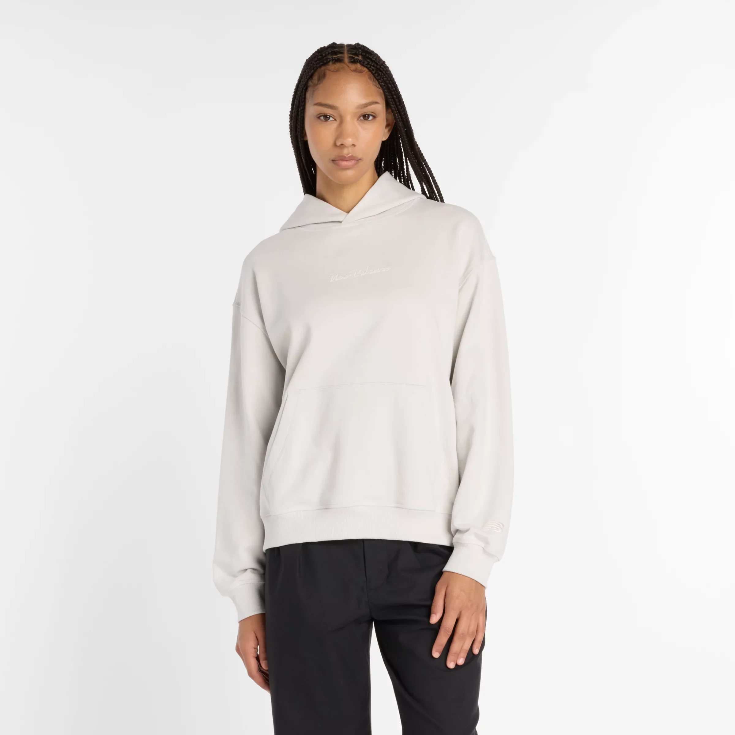 New Balance Women's Athletics Script Hoodie Grey Matter - Size M