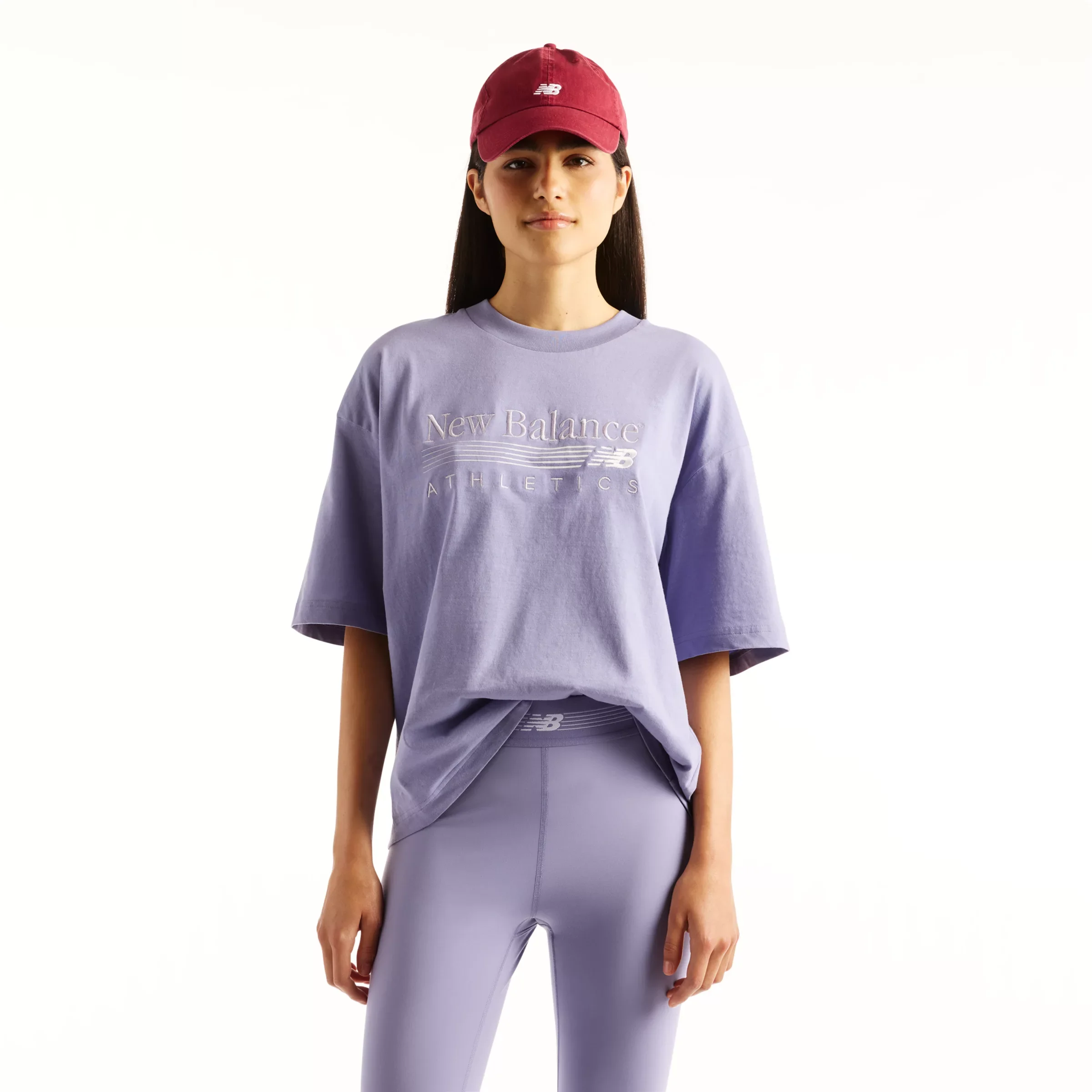 New Balance Women's Trackside Oversized T-Shirt Dark Smoked Violet - Size XS