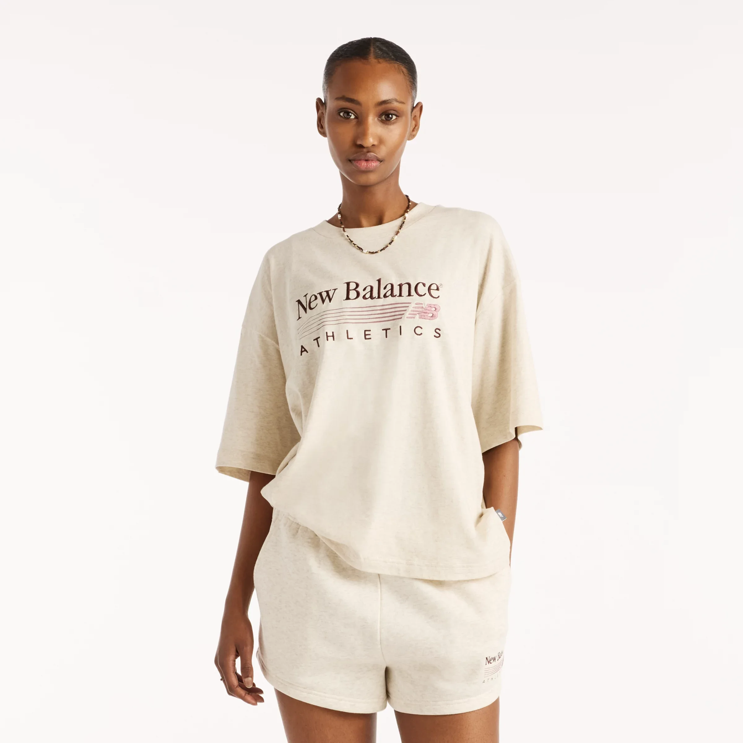 New Balance Women's Trackside Oversized T-Shirt Linen Heather - Size XL