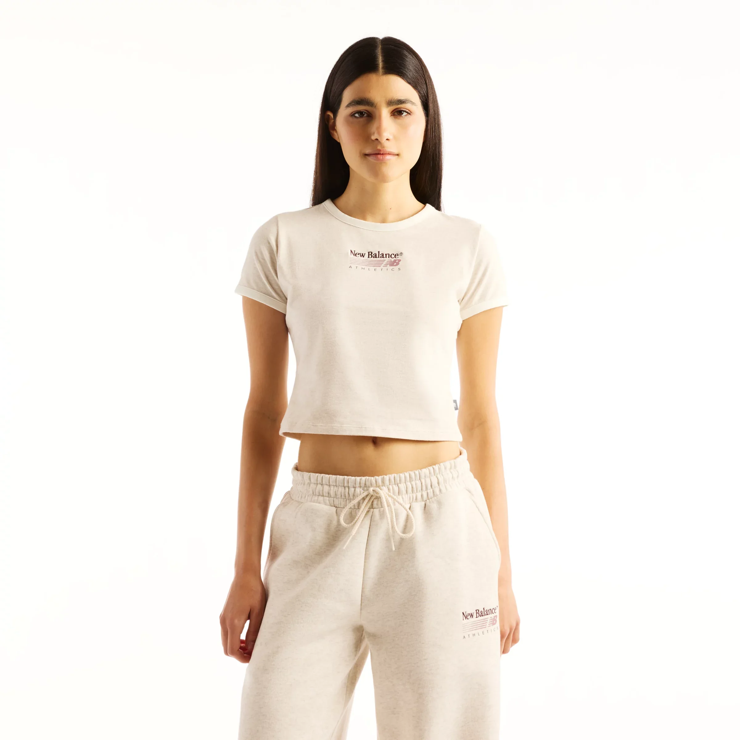New Balance Women's Trackside Ringer T-Shirt Linen Heather - Size 2XL