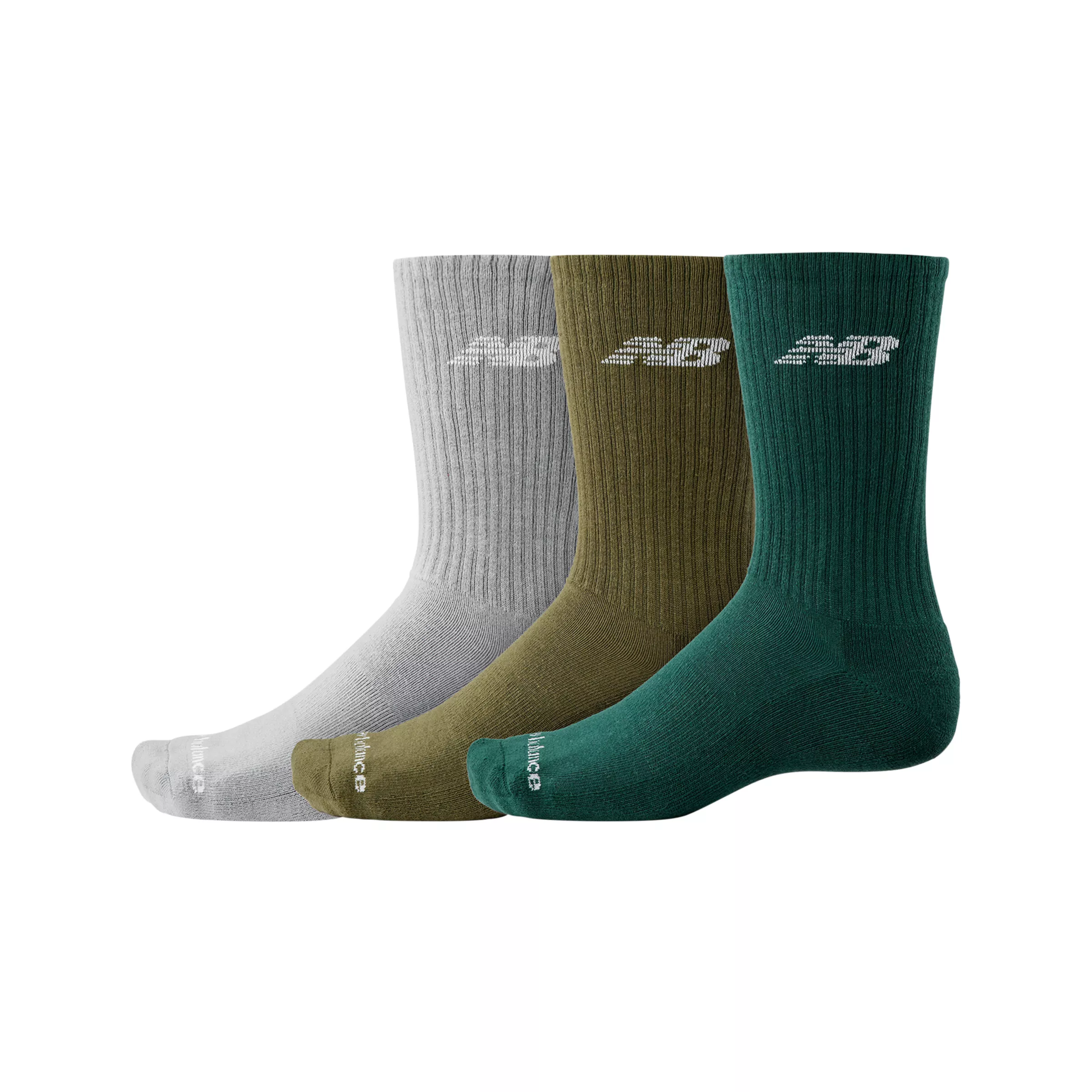 New Balance Unisex Everyday Crew 3 Pairs Nordic Green/Wakame - Size L