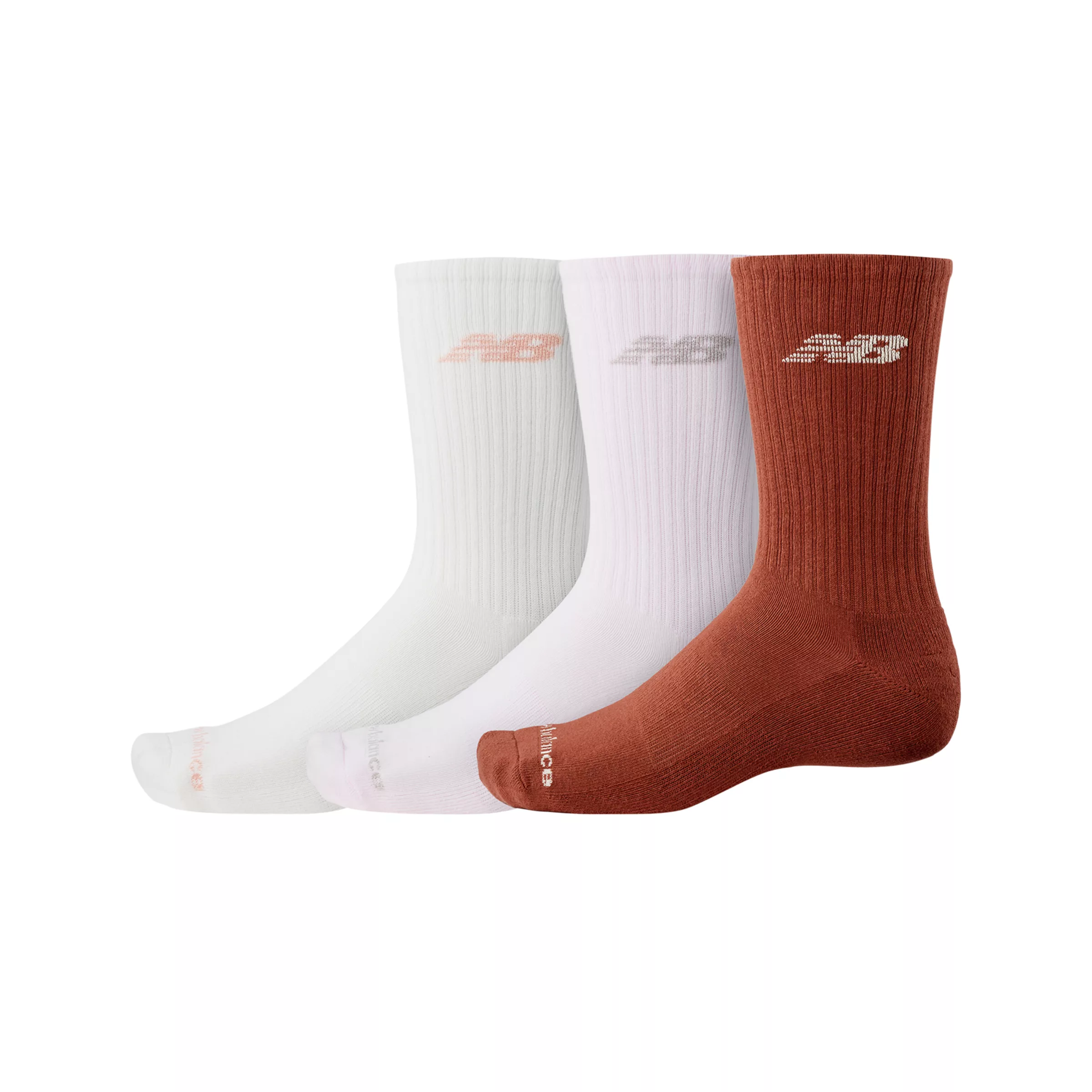 New Balance Unisex Everyday Crew 3 Pairs Maple/Pink Salt - Size M