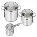 Tefal Virtuoso Induction Stainless Steel 3pc Pot Set - Saucepan + lid 14cm, Stewpot 20 and 24cm