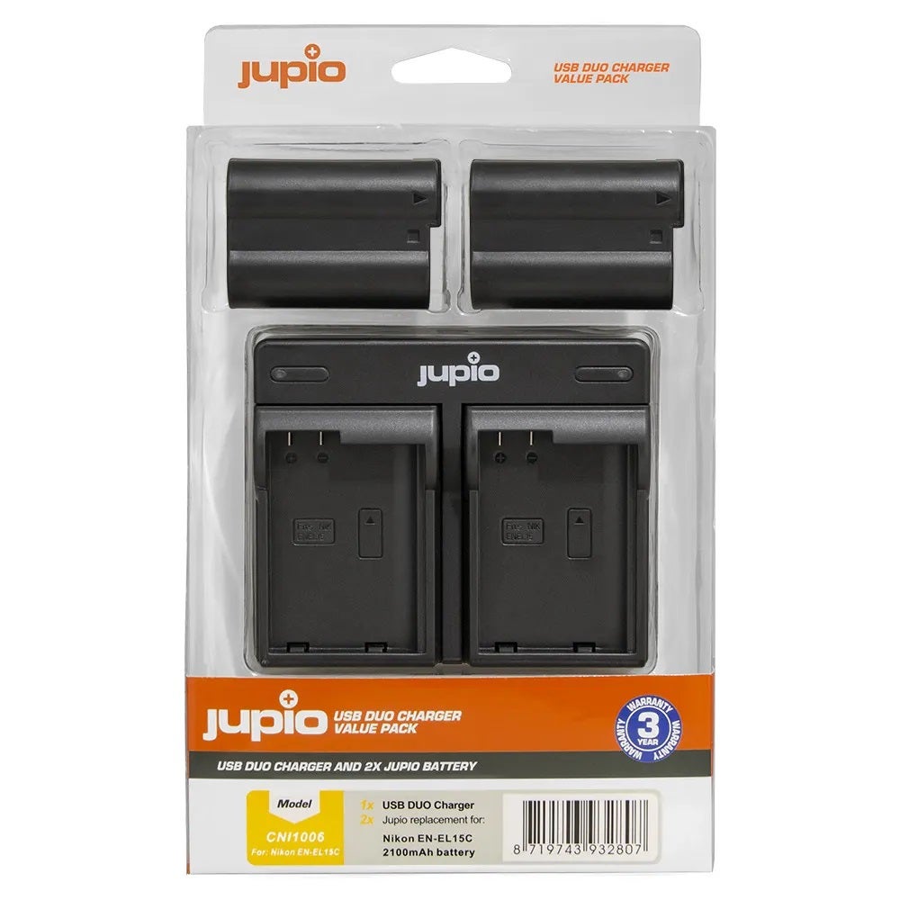 Jupio Nikon EN-EL15C 2 Battery + USB Charger Kit