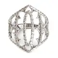 Loree Rodkin white gold and grey diamond pavé shield ring - Metallic