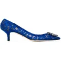 Dolce & Gabbana Rainbow Lace 60mm brooch-detail pumps - Blue