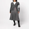 Thom Browne Classic V-Neck Cardigan In Cashmere With White 4-Bar Sleeve Stripe - Grey