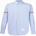 Thom Browne striped-detail long-sleeved shirt - Blue