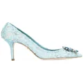 Dolce & Gabbana Taormina-lace crystal-embellished pumps - Blue