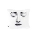 Fornasetti Silenzio photograph-print cushion - White