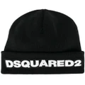 Dsquared2 logo patch ribbed beanie - Black