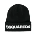 Dsquared2 logo patch ribbed beanie - Black