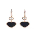 Chopard 18kt rose gold Happy Hearts onyx and diamond drop earrings - Pink