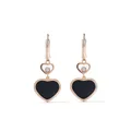 Chopard 18kt rose gold Happy Hearts onyx and diamond drop earrings - Pink